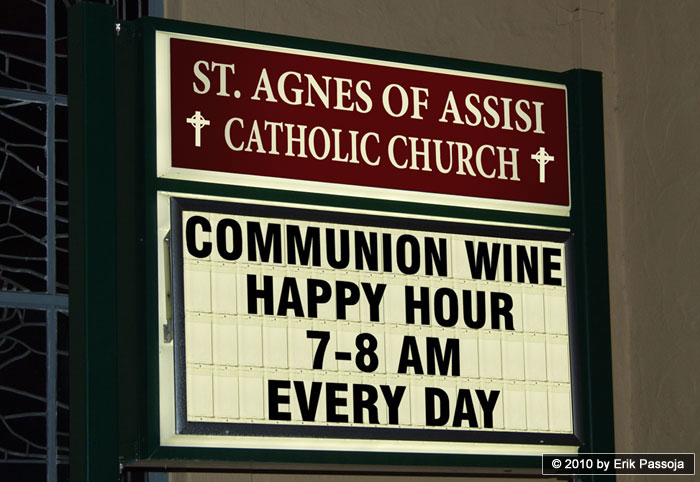 St. Agnes Communion Wine church sign