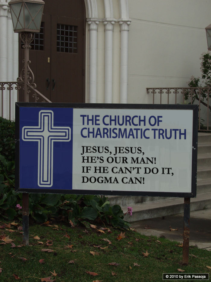 jesus dogma church sign