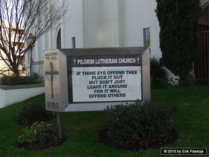 if thine eye offend thee church sign