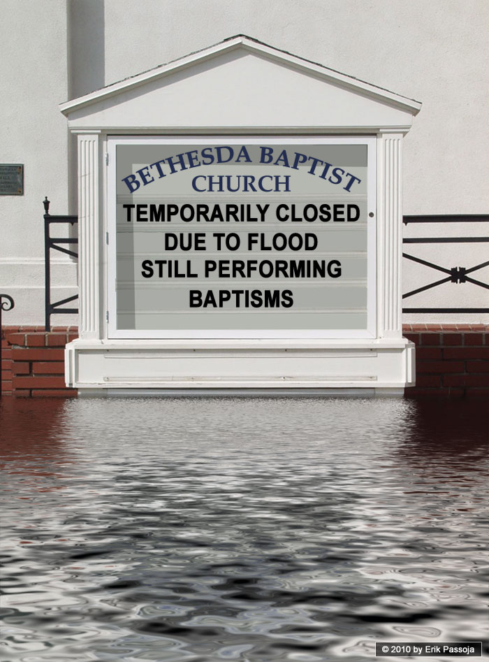 baptism flood church sign