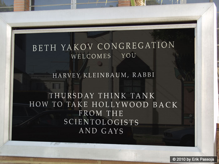 hollywood scientology gay temple synagogue sign